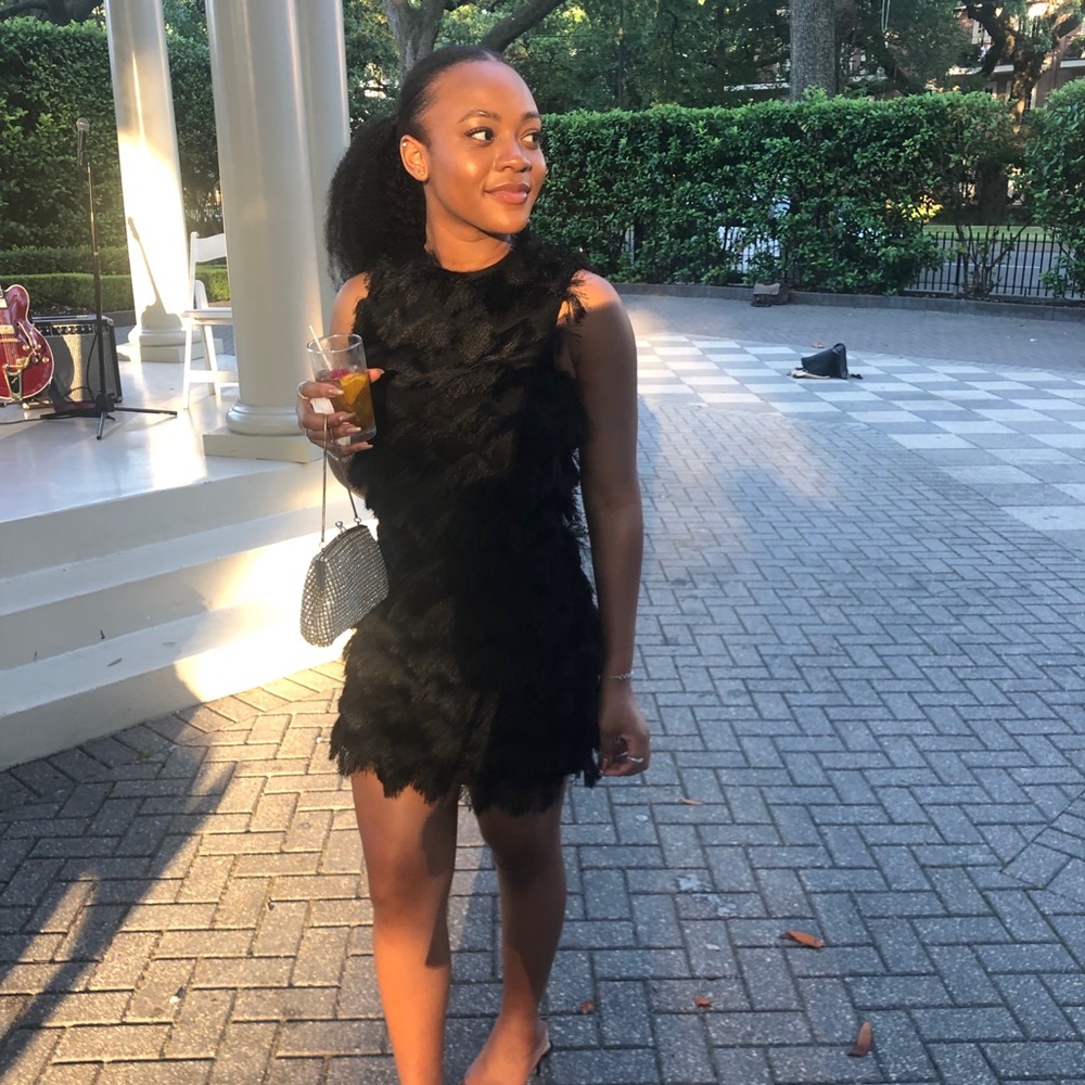 Zara Fringed Black Dress